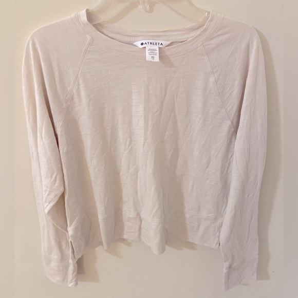 ATHLETA BUNDLE Cream Long Sleeve Slub Crop Top & Elation Snow Dye 7/8 Legging XS - Picture 9 of 9